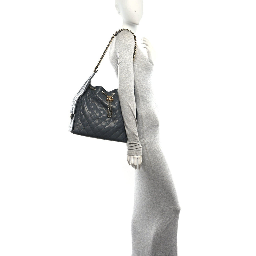 Caviar Quilted Medium Chanel 25 Handbag Dark Grey
