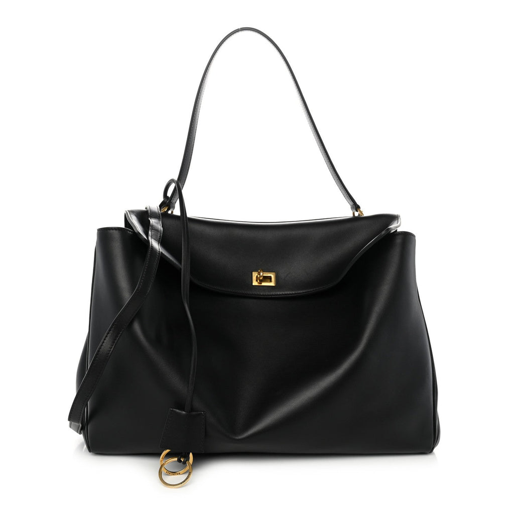 Smooth Calfskin Large Rodeo Top Handle Handbag Black
