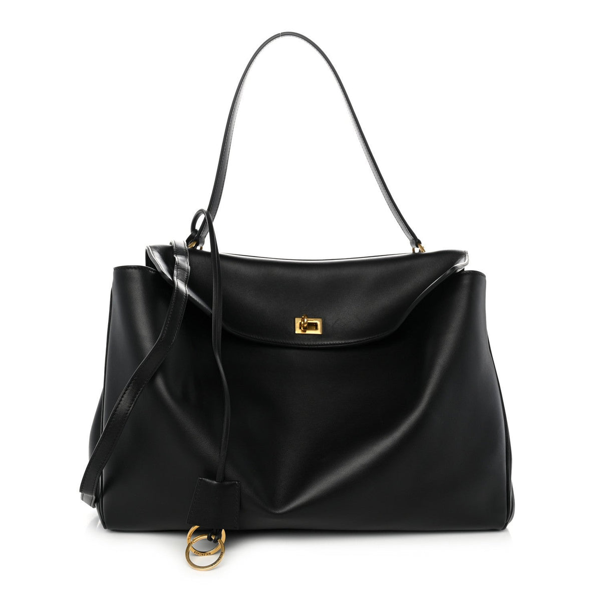 Smooth Calfskin Large Rodeo Top Handle Handbag Black