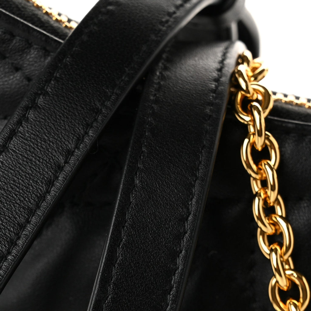 Calfskin Macrocannage Miss Caro Diorling Mini Bag with Chain Black