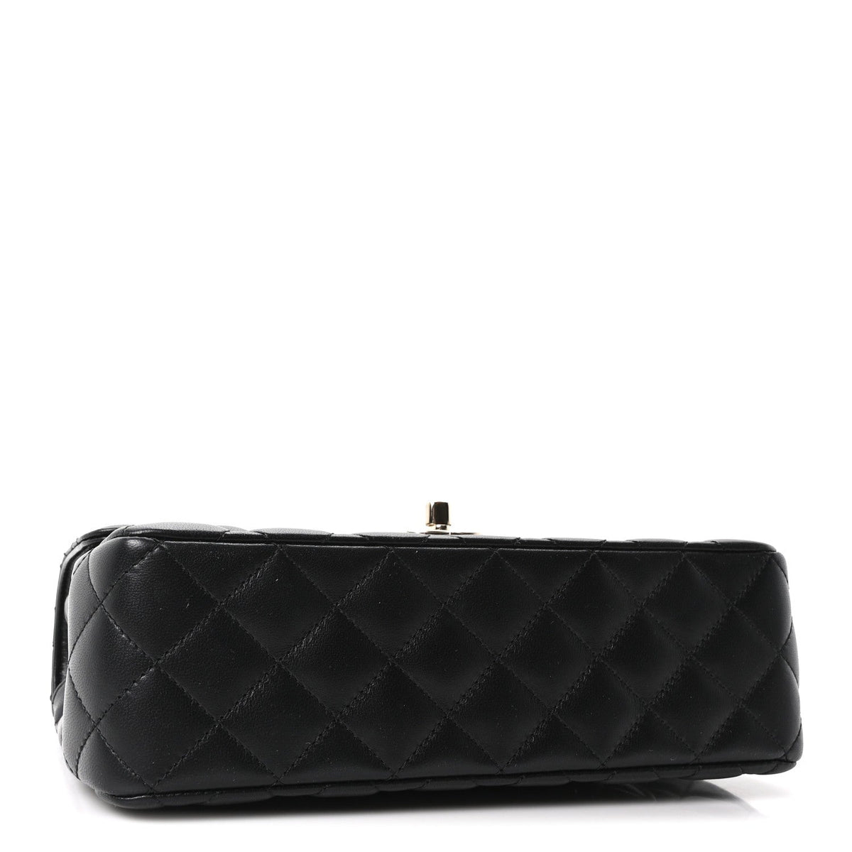 Lambskin Quilted Crystal Top Handle Small Rectangular Flap Black