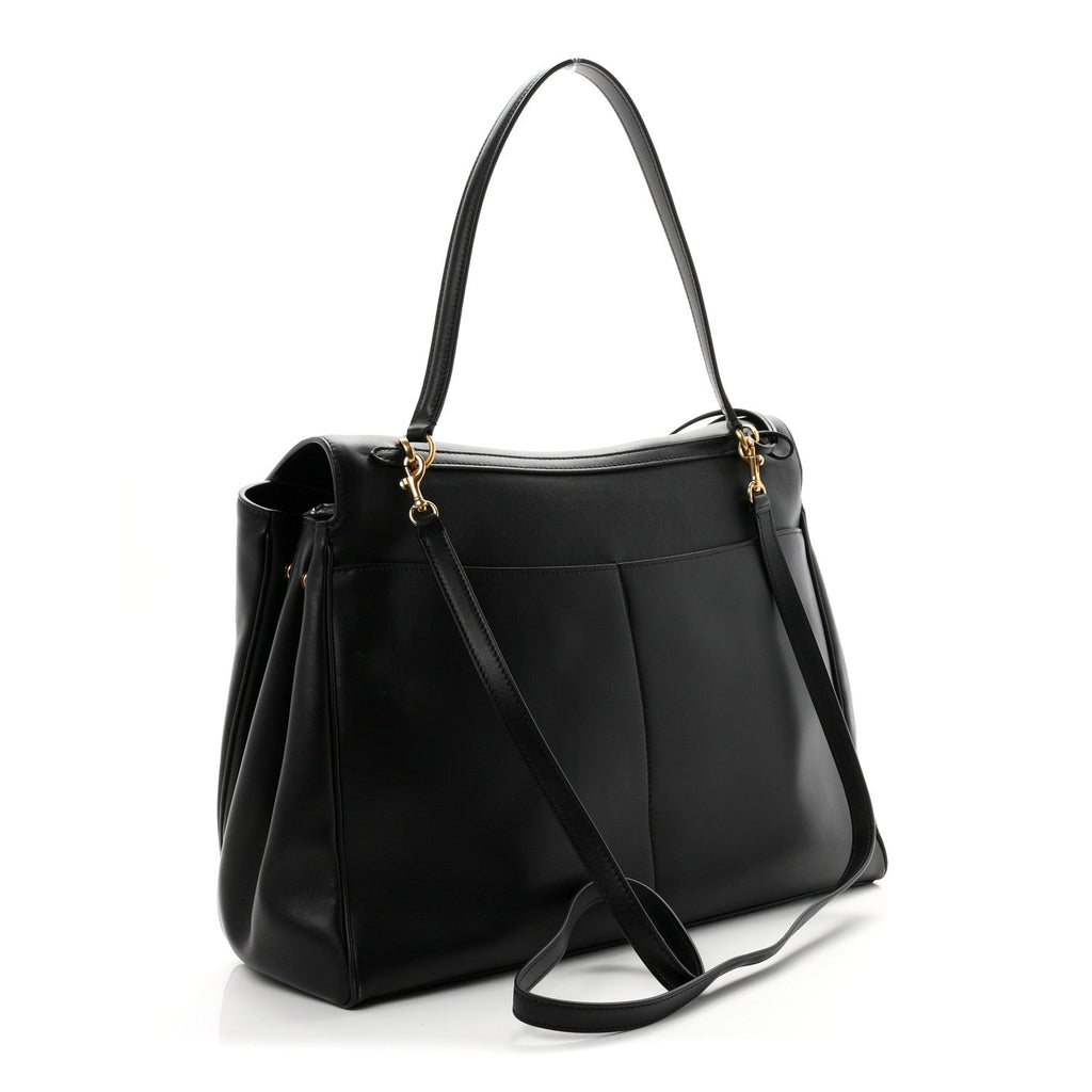 Smooth Calfskin Large Rodeo Top Handle Handbag Black