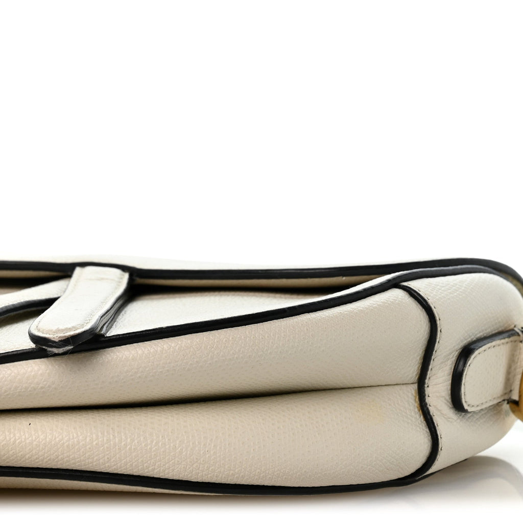 Grained Calfskin Saddle Bag White