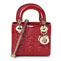 Patent Cannage Mini Lady Dior Red