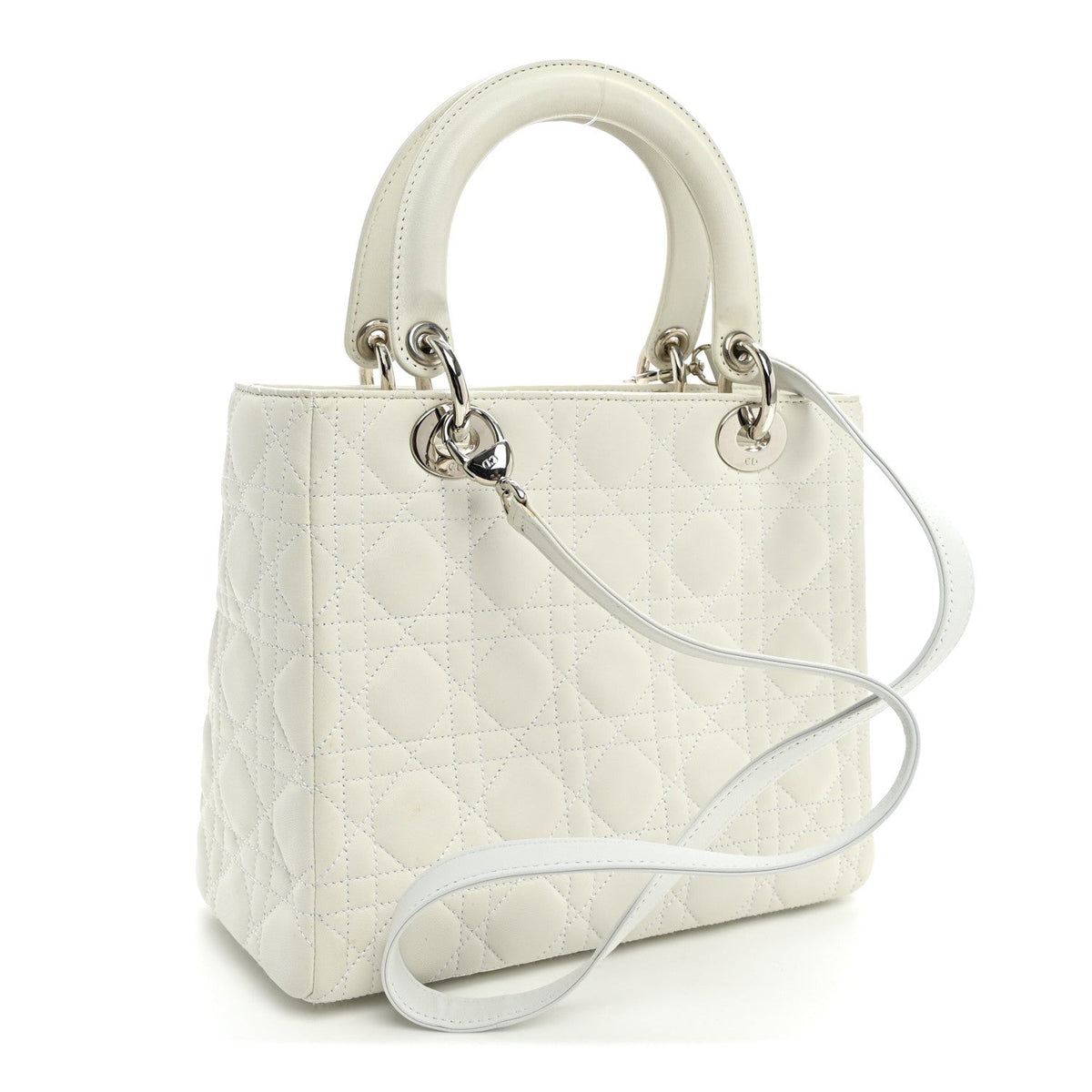 Lambskin Cannage Medium Lady Dior White