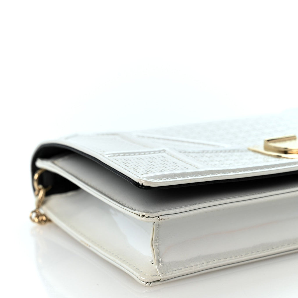 Patent Micro-Cannage Diorama Wallet on Chain Pouch White