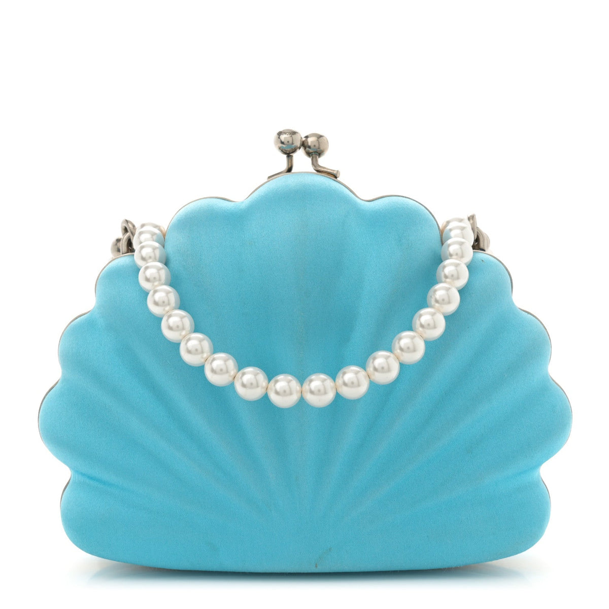 Satin Pearl Shell Clutch Bag Turquoise