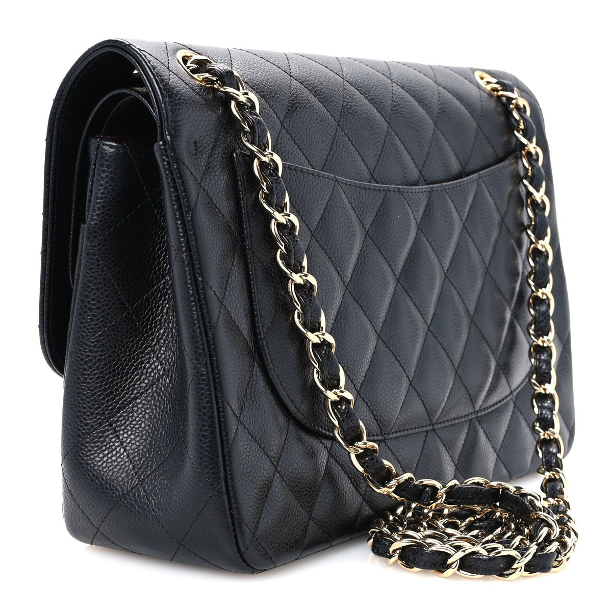 Caviar Quilted Jumbo Double Flap Black