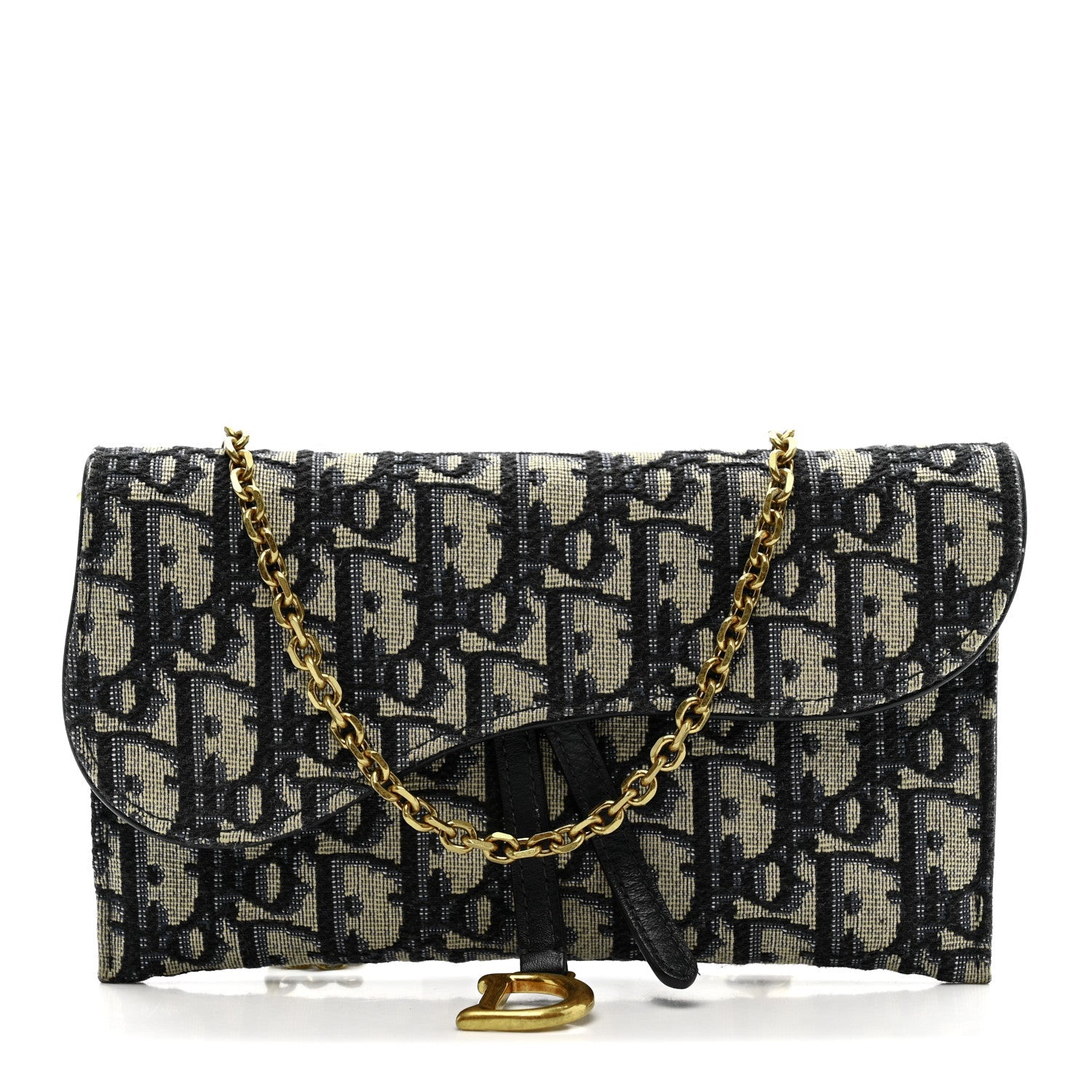 Oblique Saddle Chain Long Wallet Blue