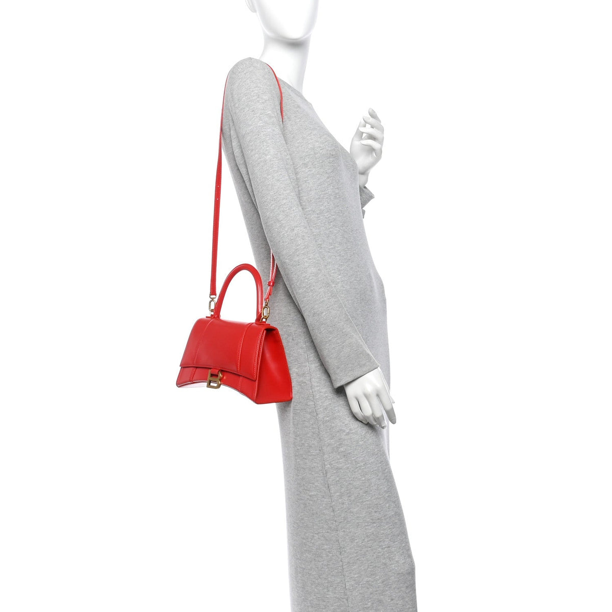 Shiny Box Calfskin Small Hourglass Top Handle Bag Bright Red