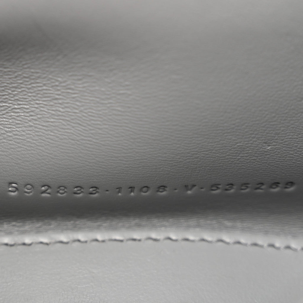 Shiny Calfskin Crocodile Embossed Hourglass Top Handle Bag XS Balenciaga Grey