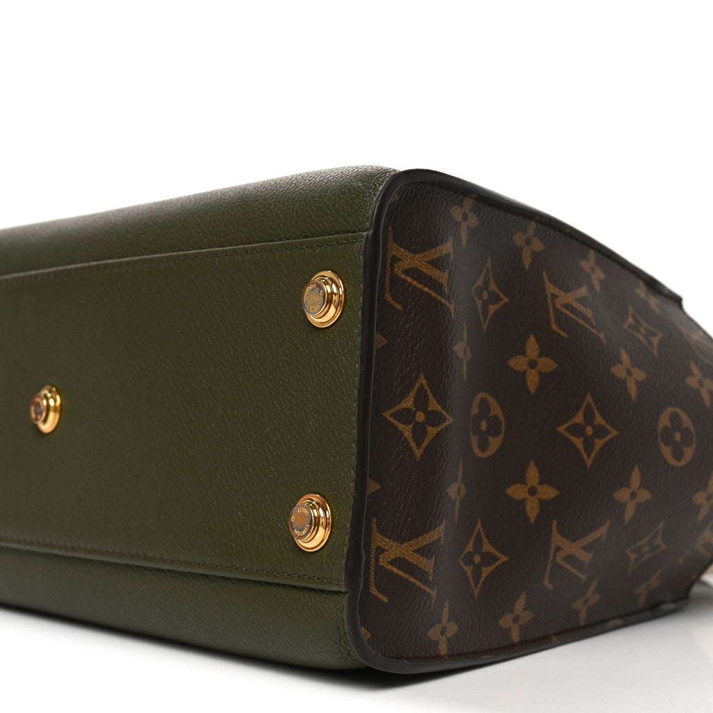 Calfskin Monogram On My Side MM Laurier Green Toffee Latte Beige