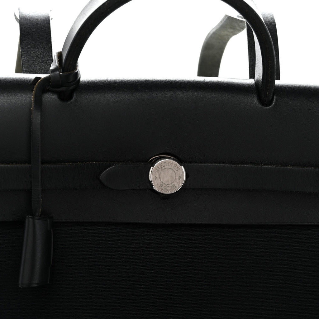 Toile Vache Calfskin Herbag 30 PM Backpack Black