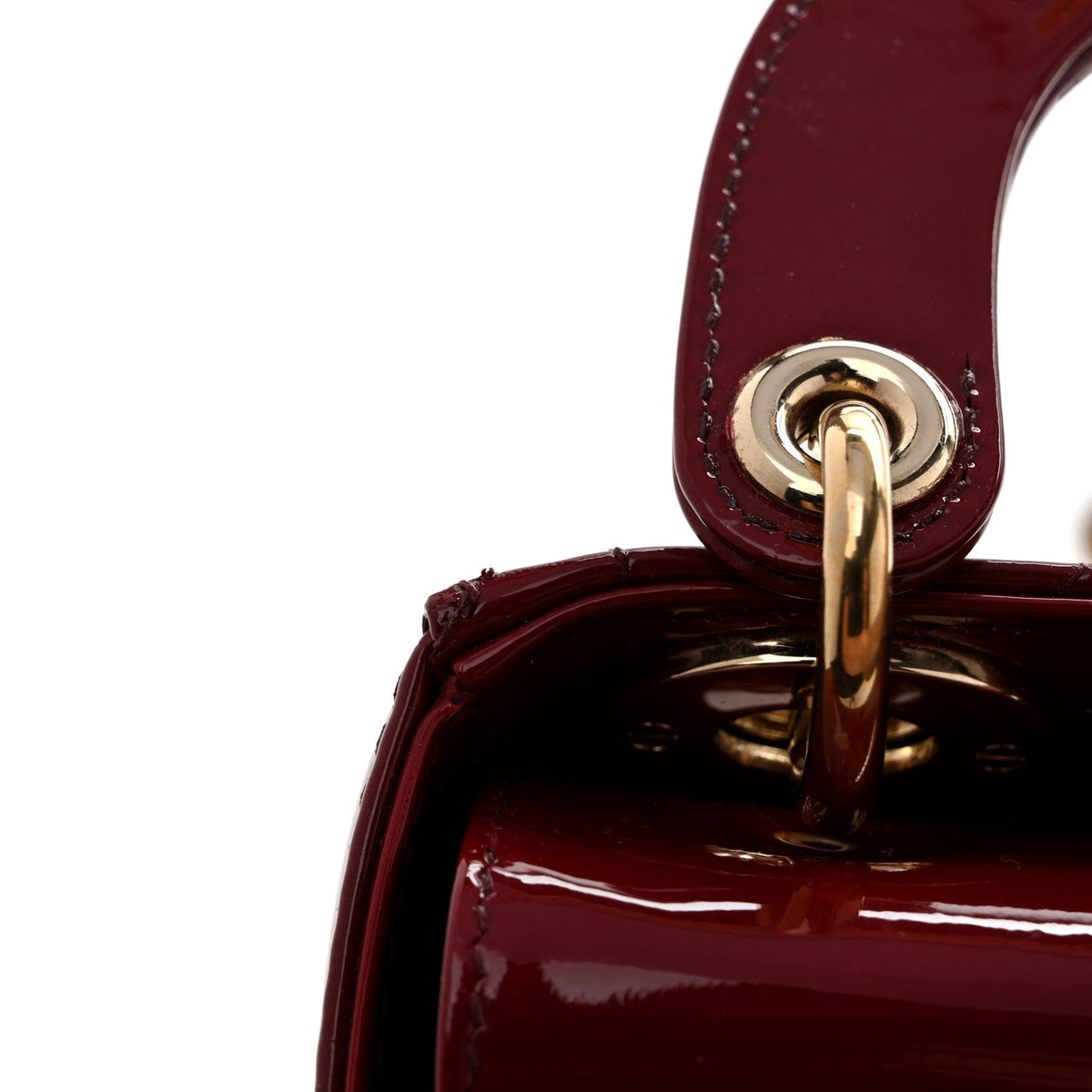 Patent Cannage Mini Lady Dior Red