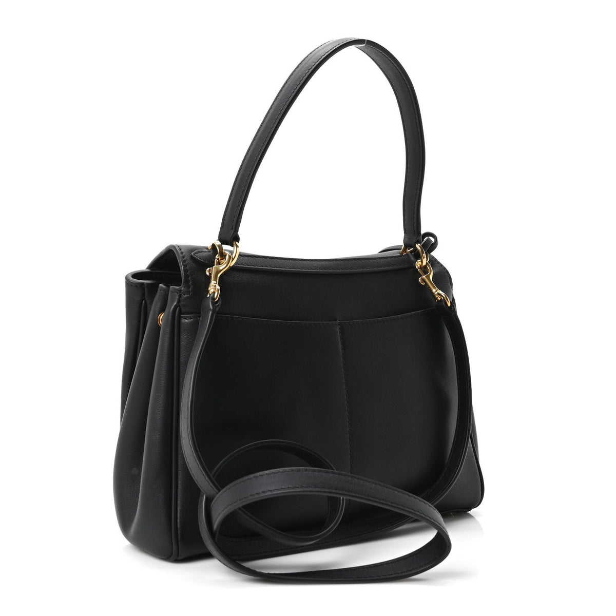 Natural Smooth Calfskin Small Rodeo Top Handle Handbag Black