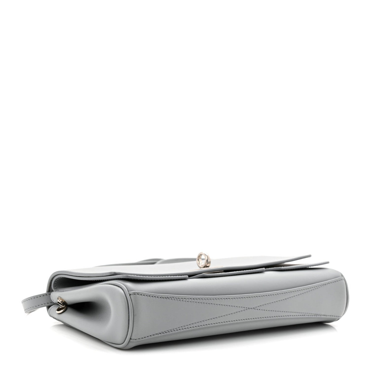 Smooth Calfskin Small Bel Air Clutch On Strap Cloud Grey