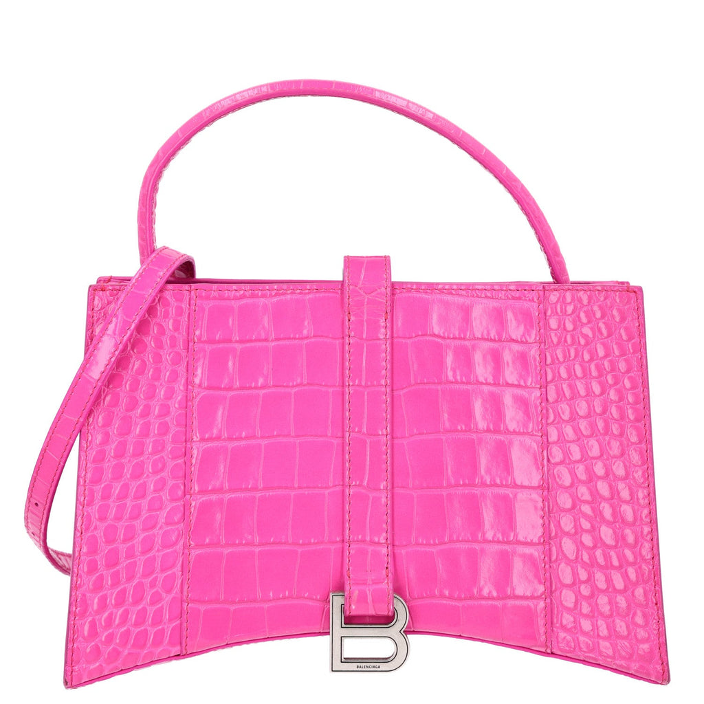 Grained Calfskin XS Hourglass East West Tote Lipstick Pink