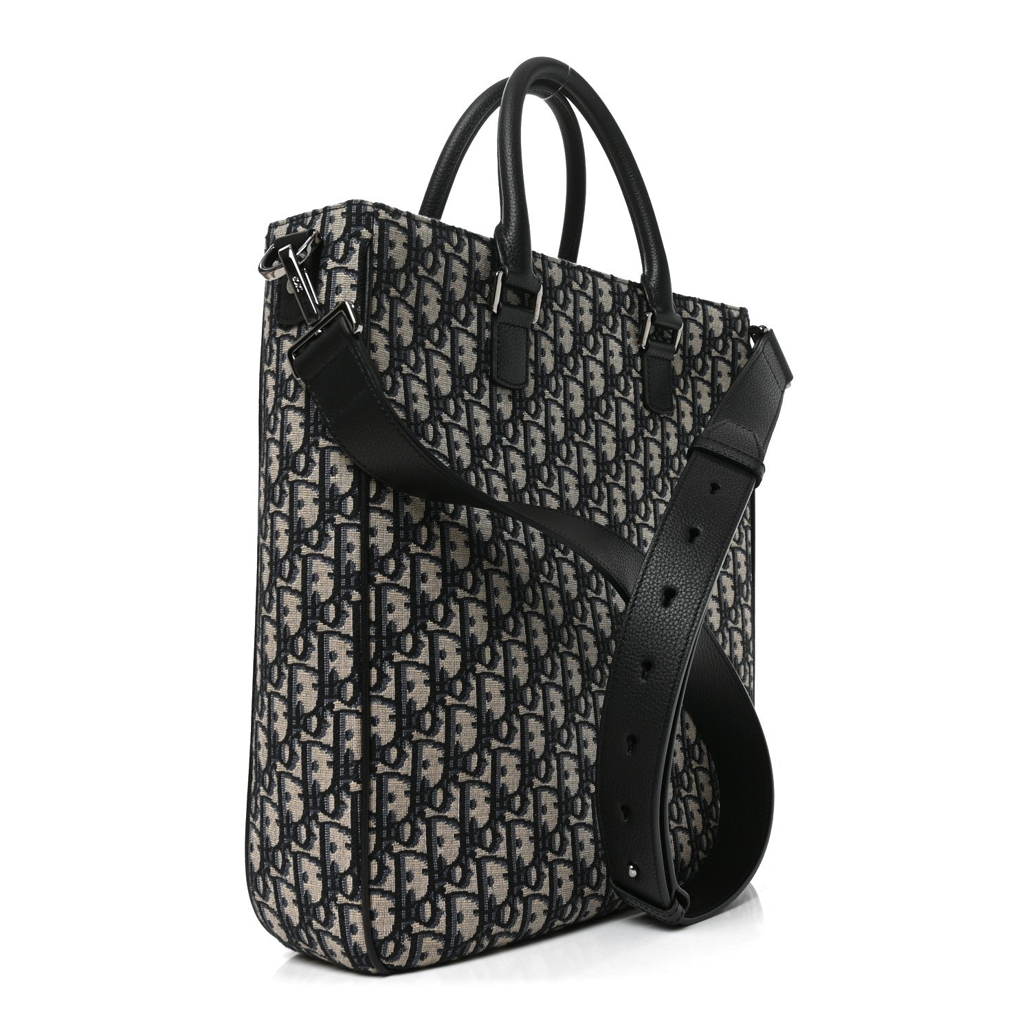 Oblique Saddle Tote Beige Black