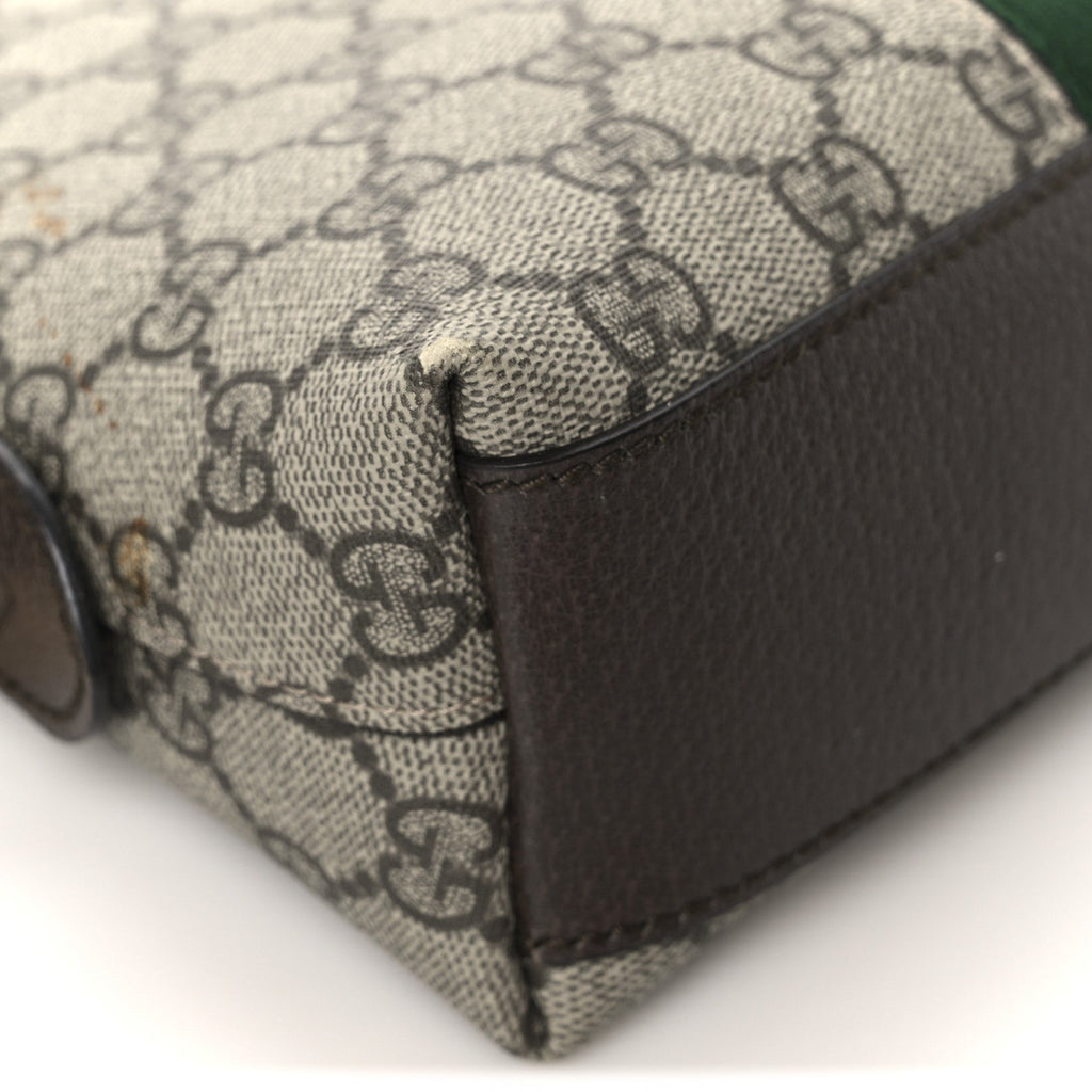 GG Supreme Monogram Textured Dollar Calfskin Web Small Ophidia Dome Shoulder Bag Beige Ebony New Acero