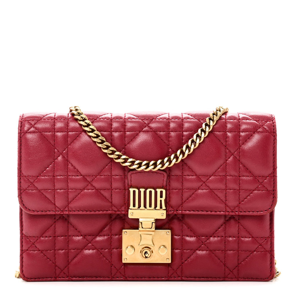 Lambskin Cannage Dioraddict Wallet On Chain Clutch Fuchsia
