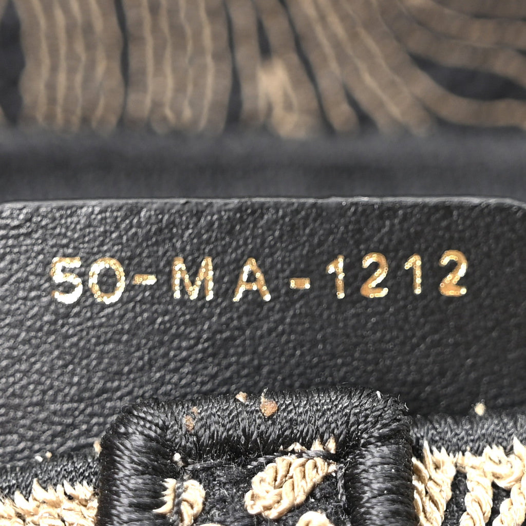 Canvas Embroidered Ornamental Cornely Saddle Bag Black Beige