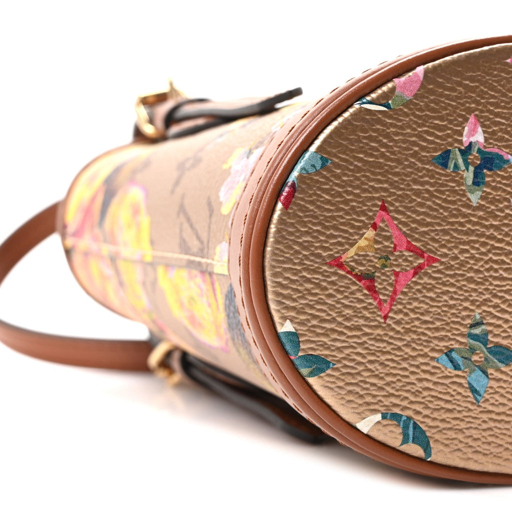 Metallic Monogram LV Garden Nano Bucket Bag Gold