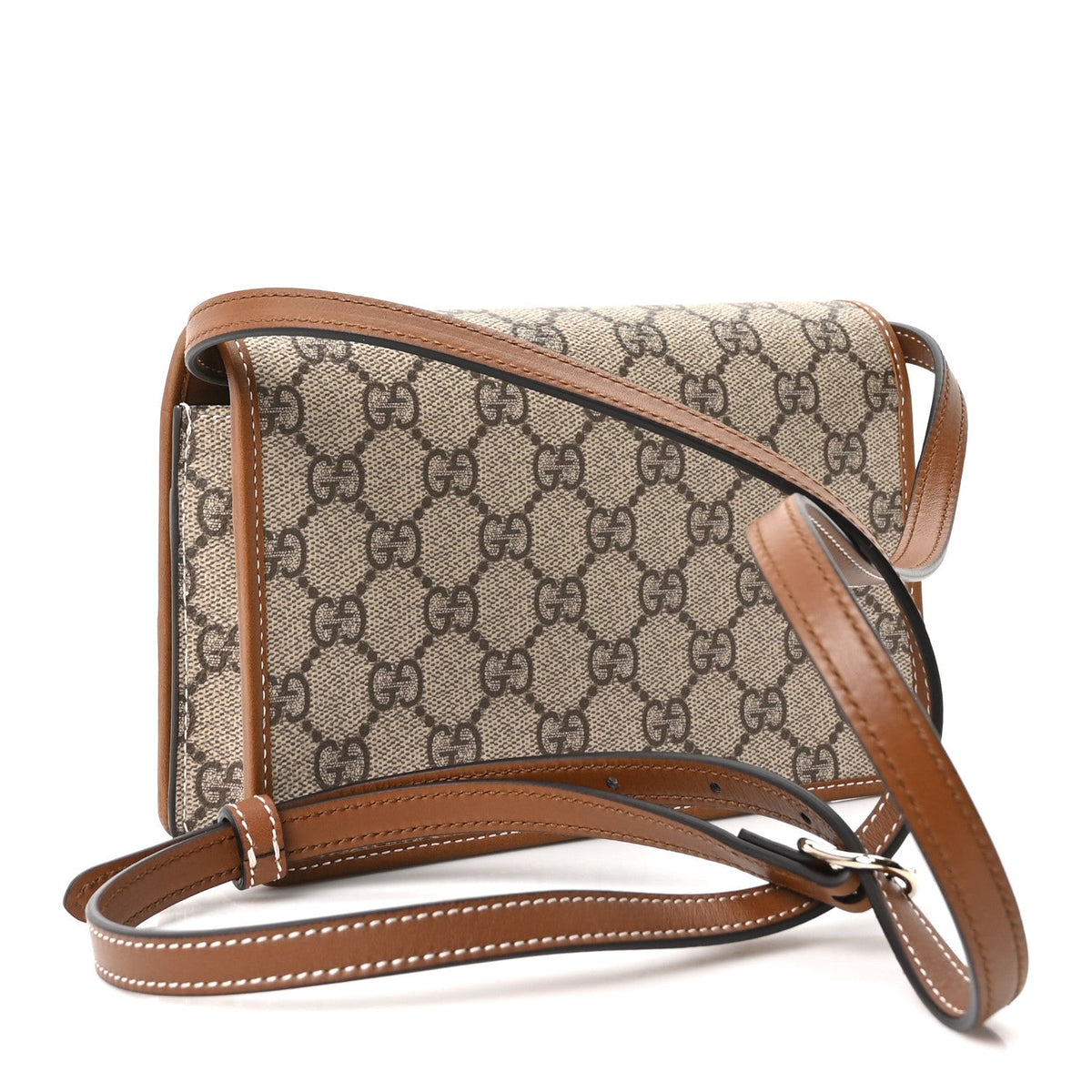 GG Emblem Monogram Wallet With Strap Beige Brown