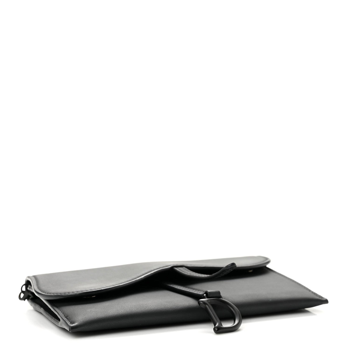 Ultra Matte Calfskin Saddle Chain Wallet Pouch Black