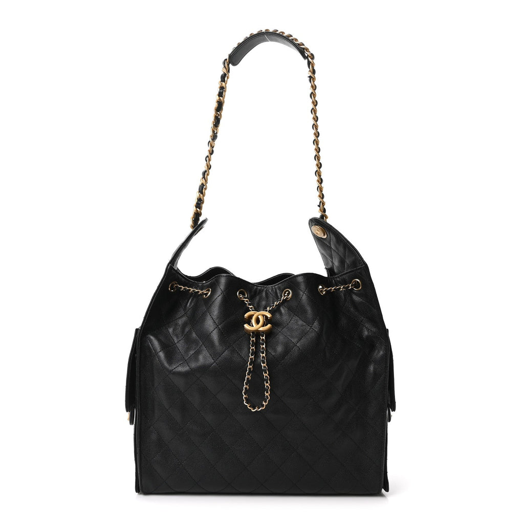 Caviar Quilted Medium Chanel 25 Handbag Black
