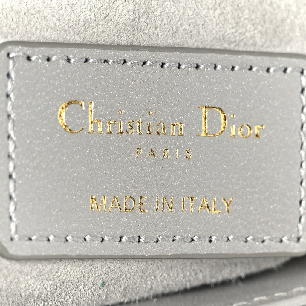 Metallic Lambskin Cannage Mini Lady Dior Grey