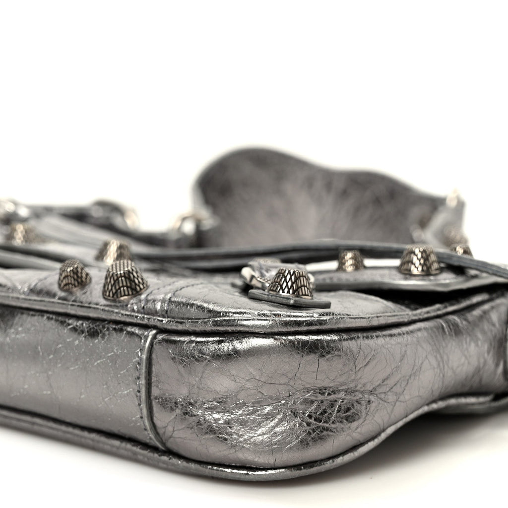 Metallic Agneau Arena Small Le Cagole Sling Bag Silver
