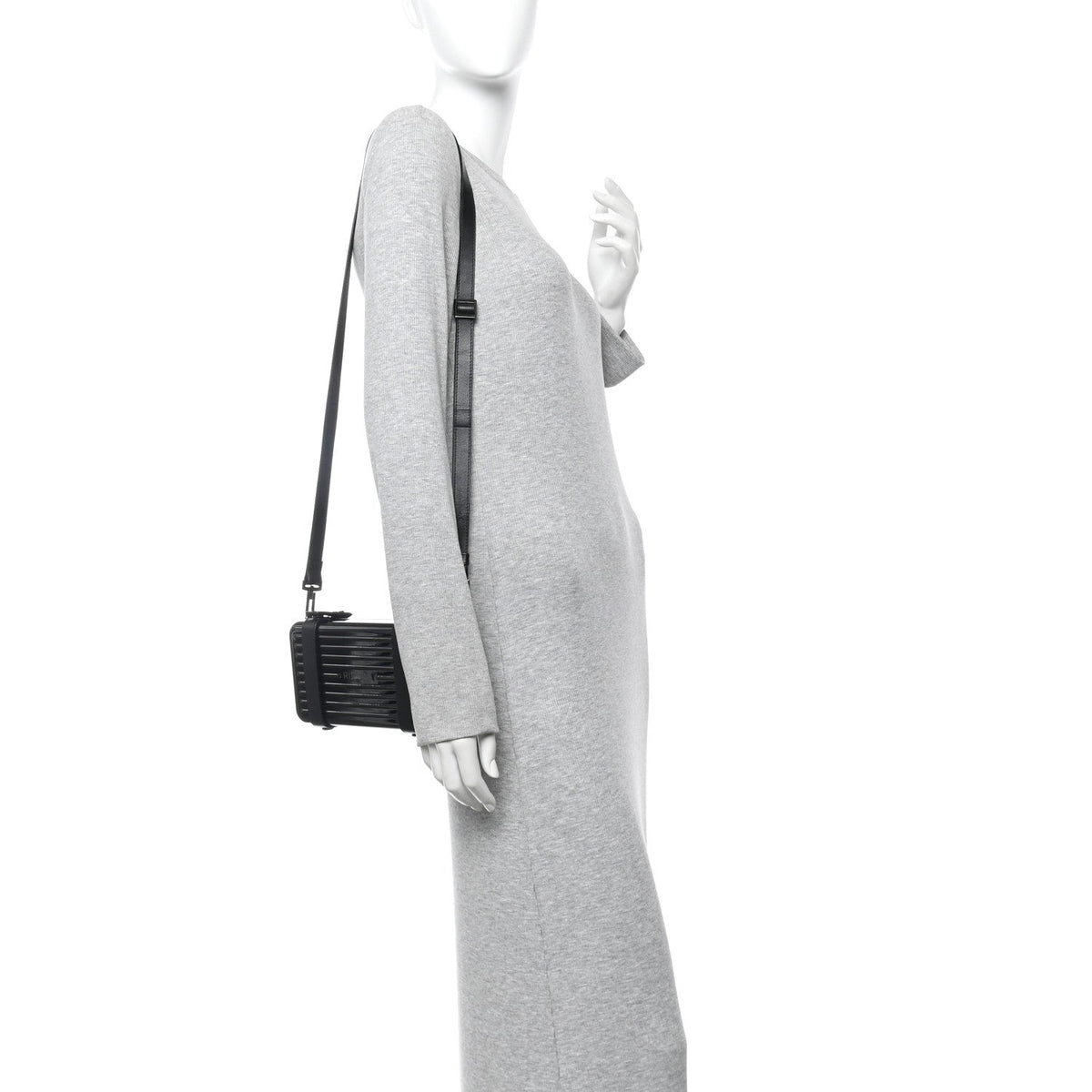 X RIMOWA Aluminum Personal Clutch On Strap Black