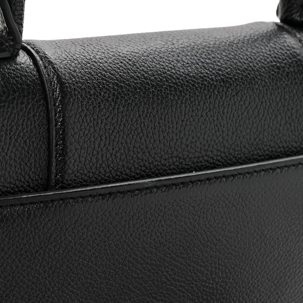 Grained Calfskin Small Hourglass Top Handle Bag Black