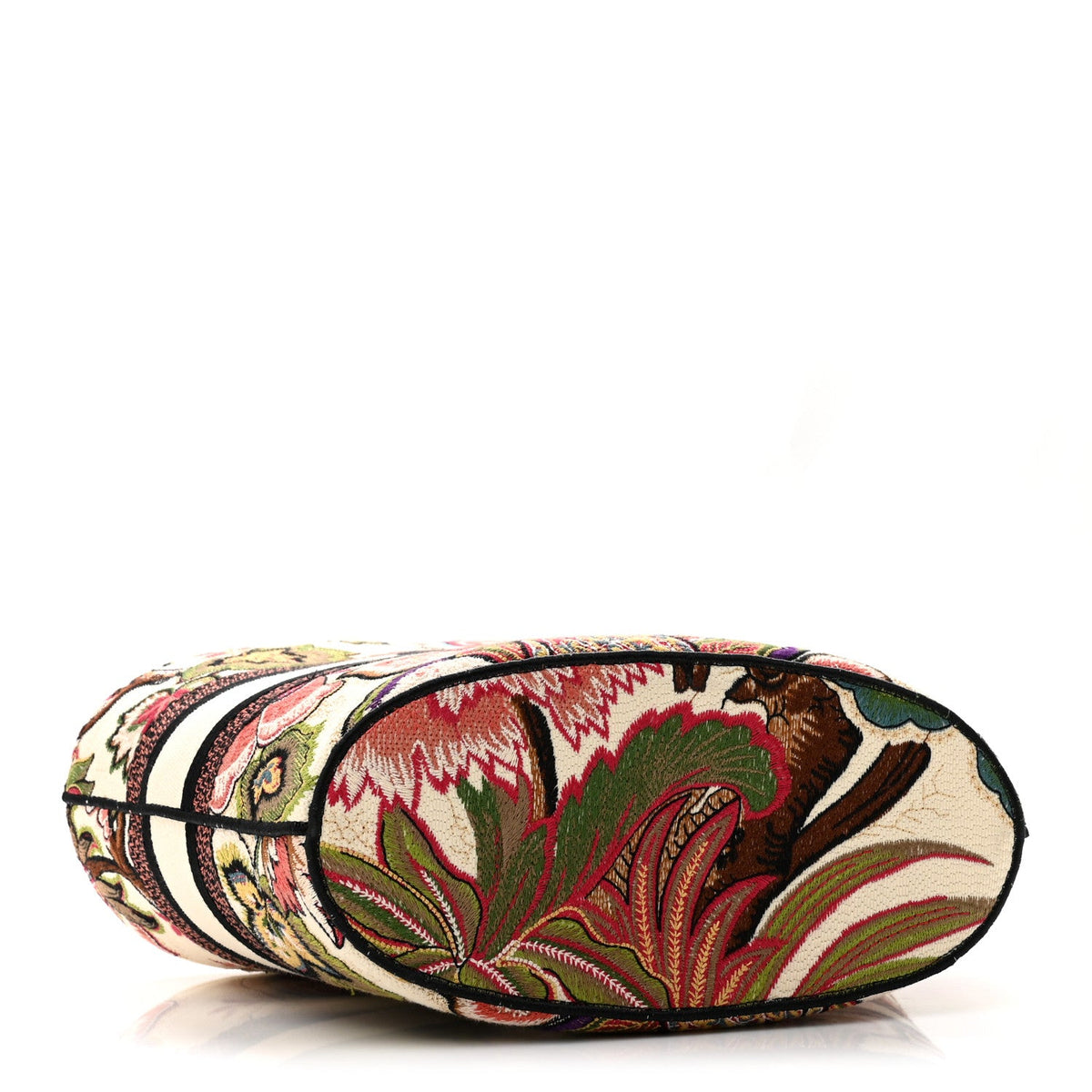 Canvas Embroidered Floral Panier Chapeau Tote White Multicolor