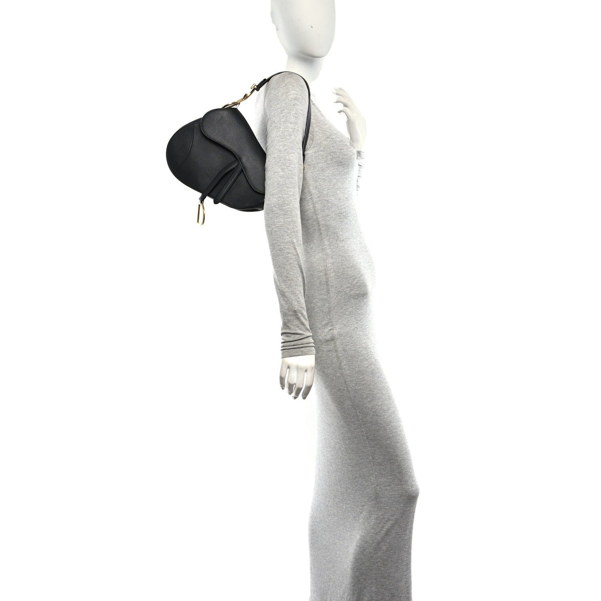 Grained Calfskin Saddle Bag Black