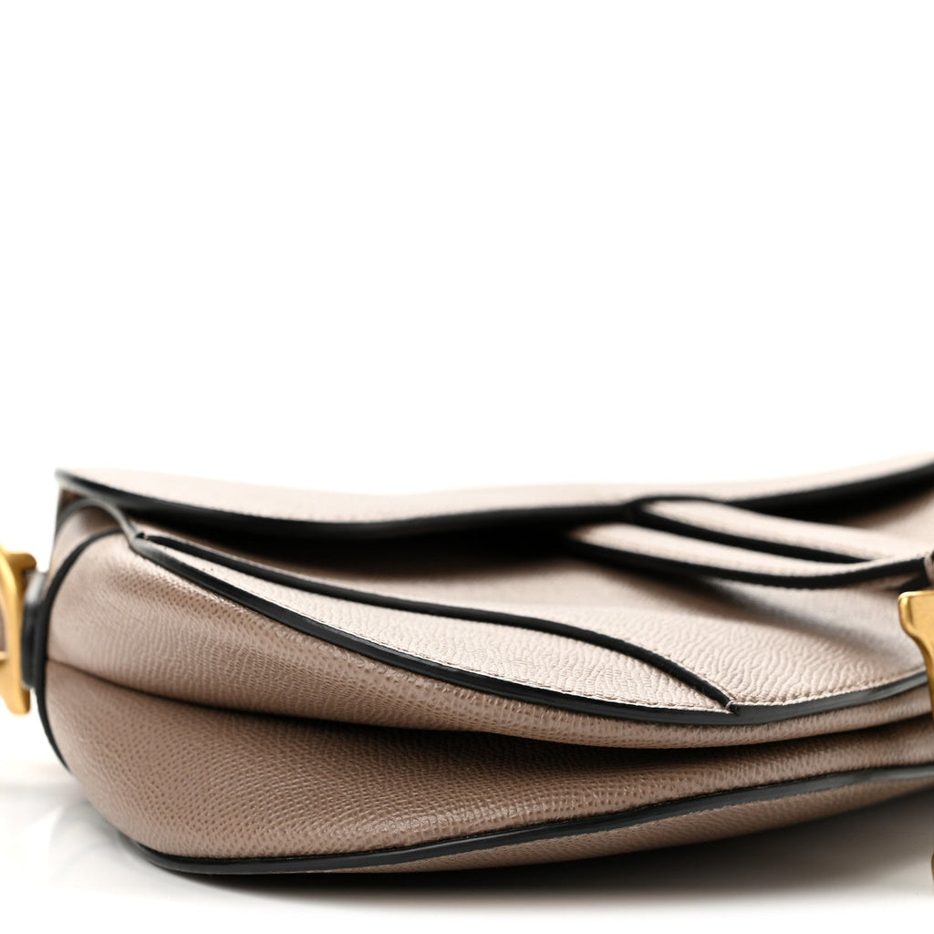 Grained Calfskin Saddle Bag Warm Taupe