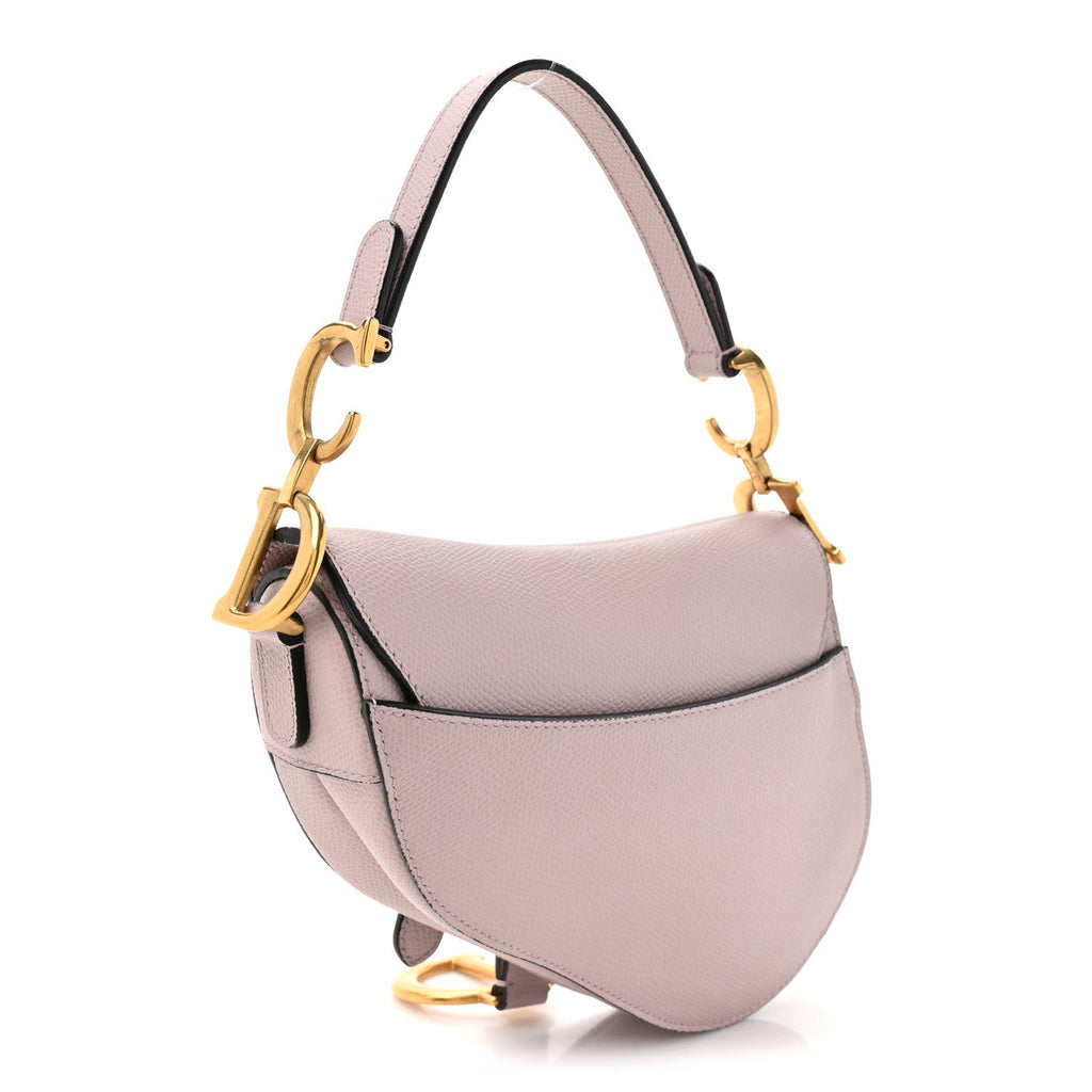 Grained Calfskin Mini Saddle Bag Light Pink
