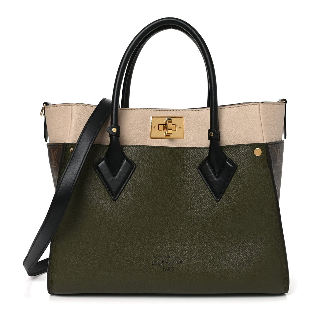 Calfskin Monogram On My Side MM Laurier Green Toffee Latte Beige