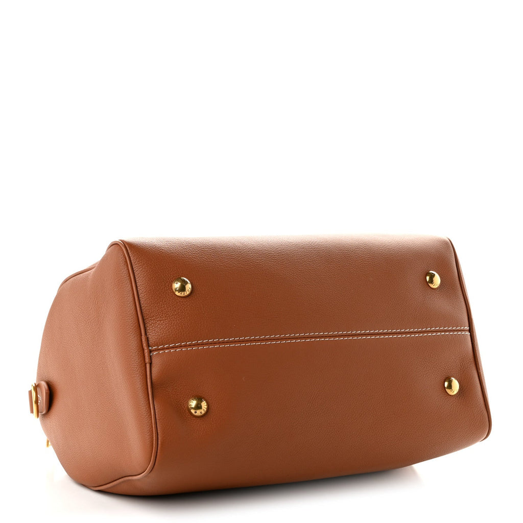 Grained Calfskin Low Key Speedy 30 Cognac