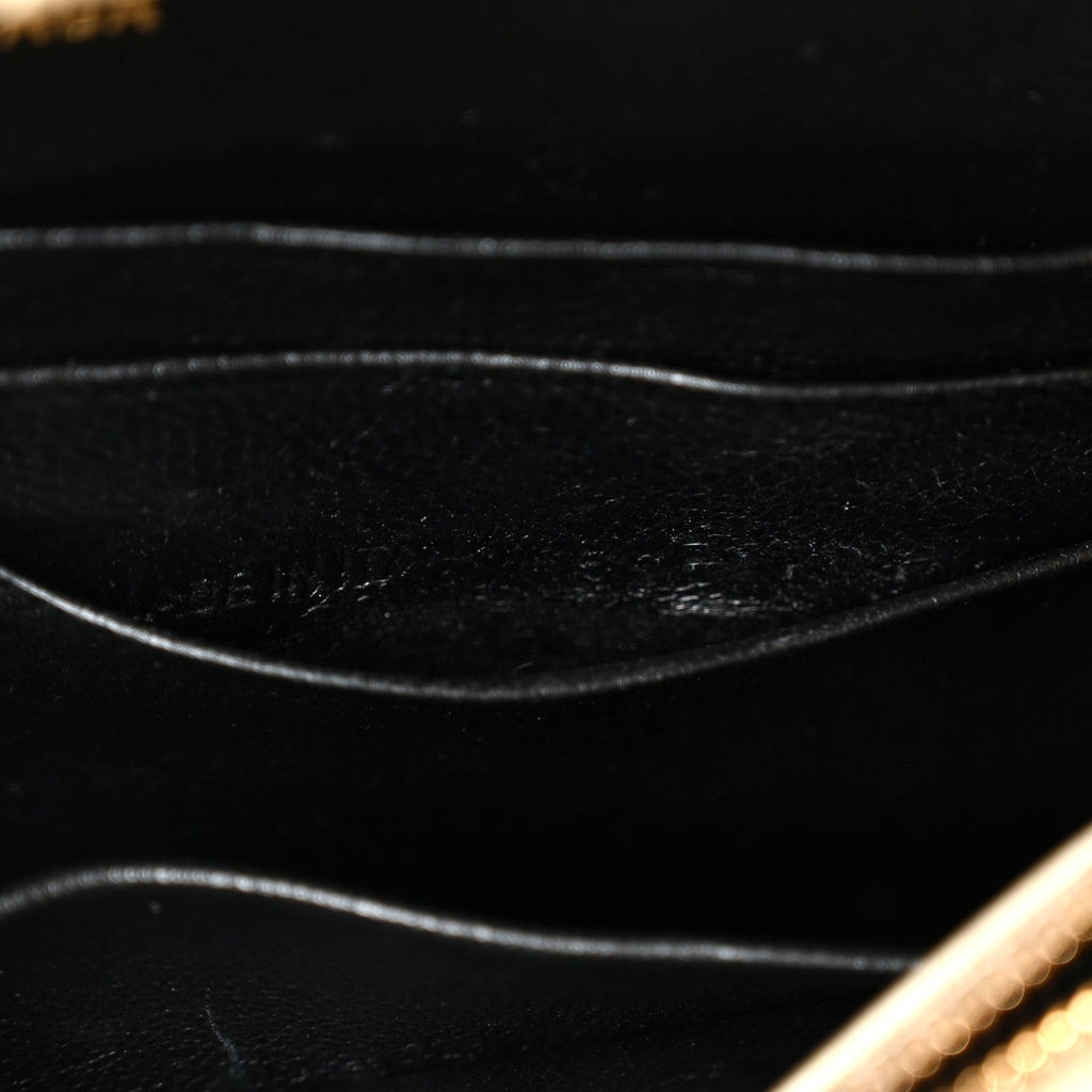 Metallic Calfskin Crocodile Embossed Hourglass Chain Bag Gold