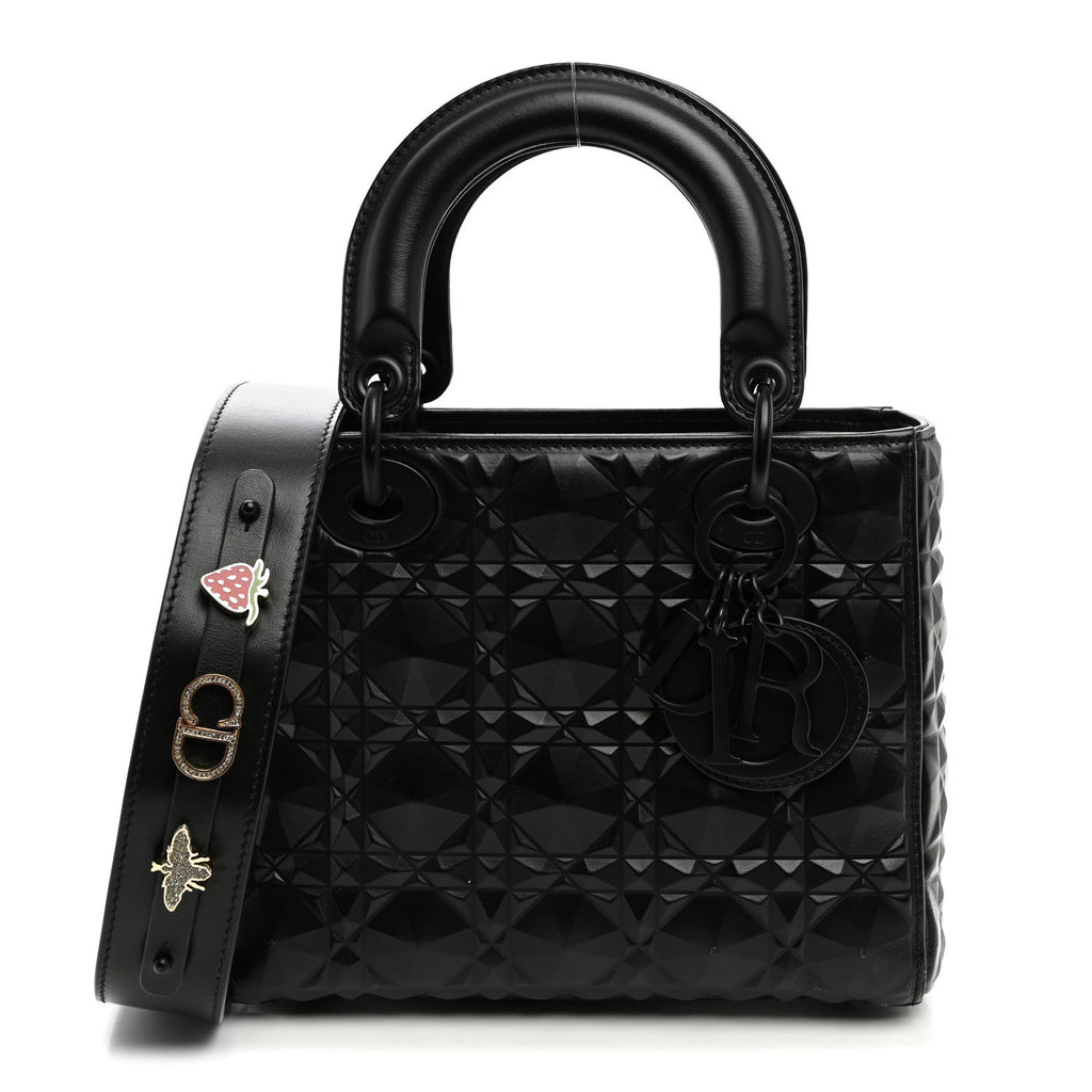 Calfskin Cannage Diamond Small My ABCDior Lady Dior Black