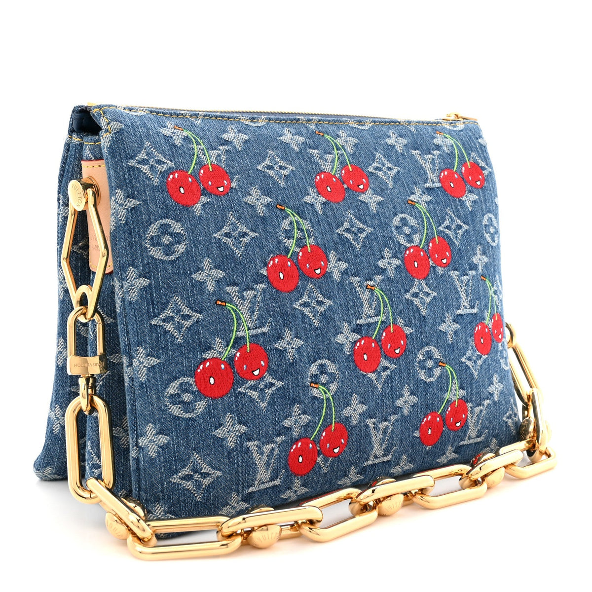 LV X TM Monogram Denim Cerises Coussin PM Blue