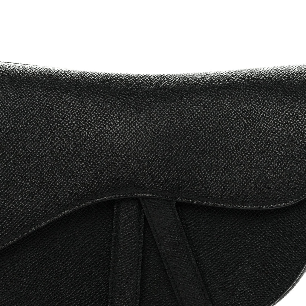 Grained Calfskin Saddle Bag Black