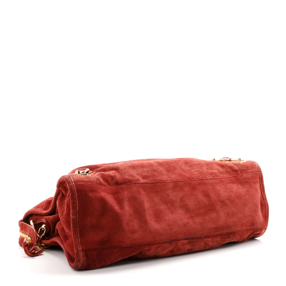 Baby Daim Suede Gold Metallic Edge Hardware City Bois De Rose Fonce