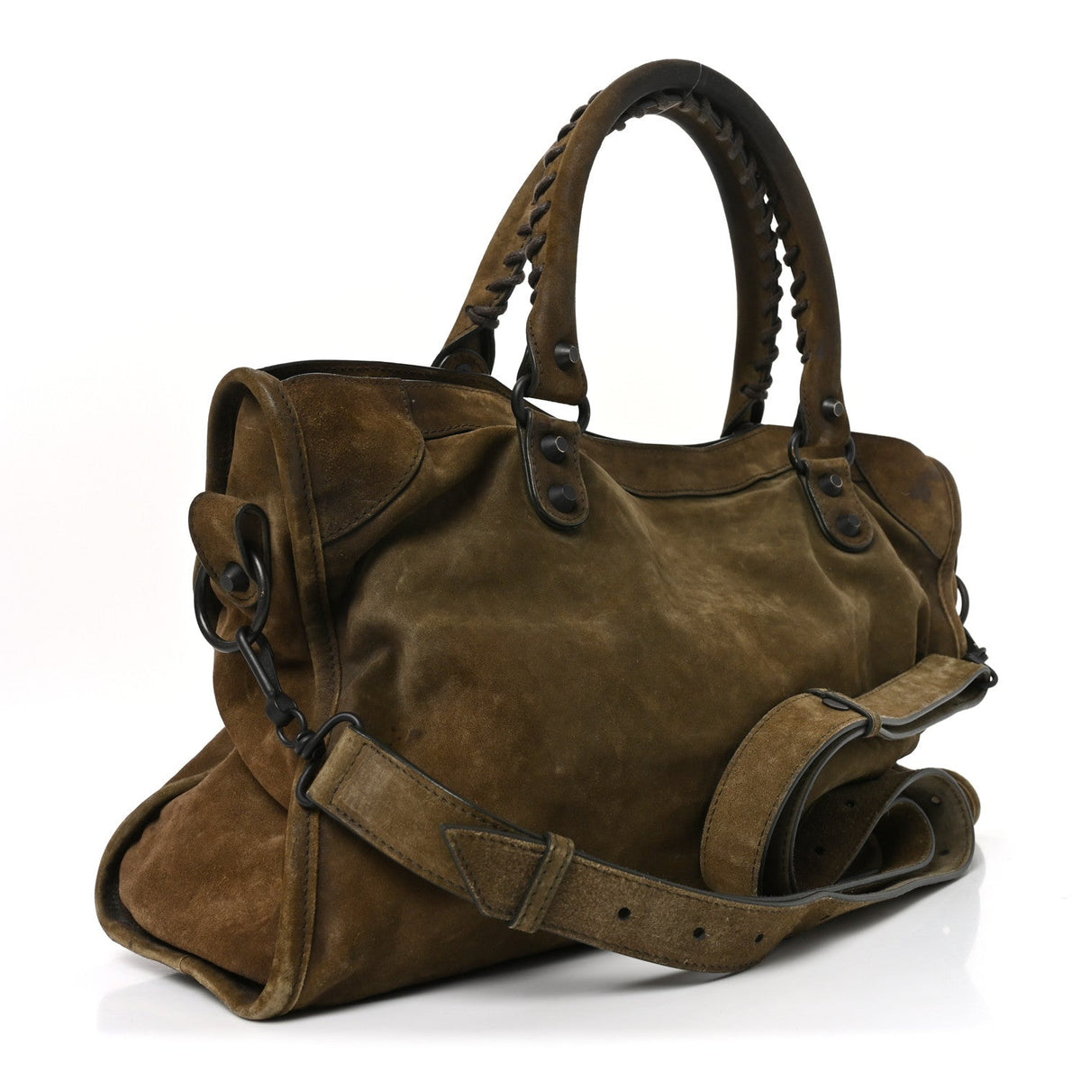 Waxed Suede Calfskin Classic Hardware Medium Le City Khaki