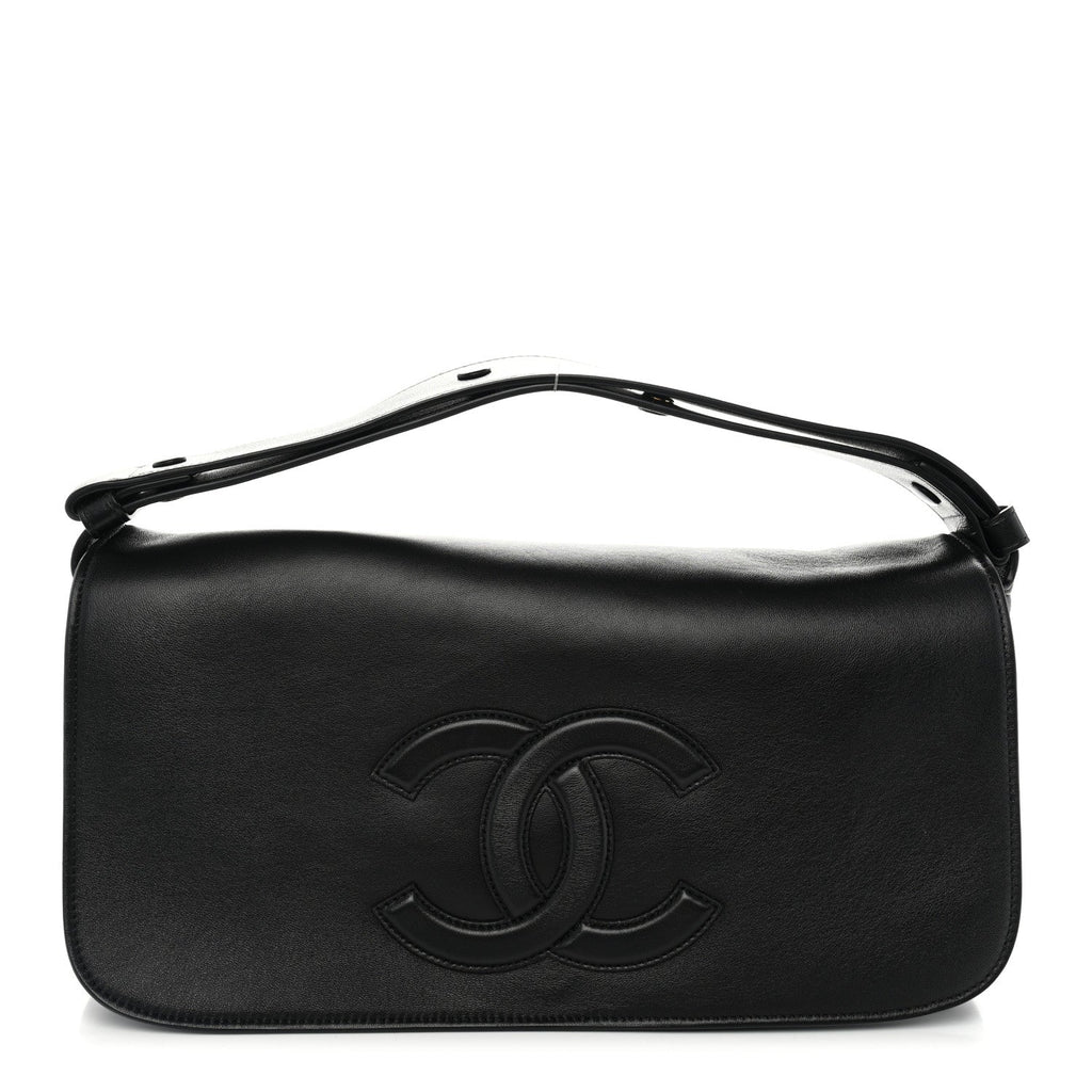 Lambskin CC Maxi Messenger Bag Black