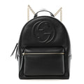 Pebbled Calfskin Soho Chain Backpack Black