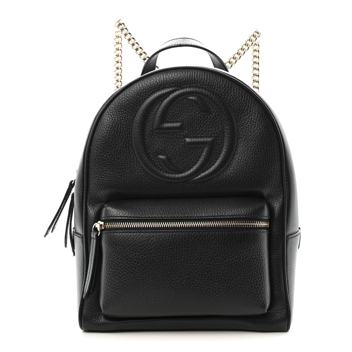 Pebbled Calfskin Soho Chain Backpack Black