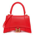 Shiny Box Calfskin Small Hourglass Top Handle Bag Bright Red