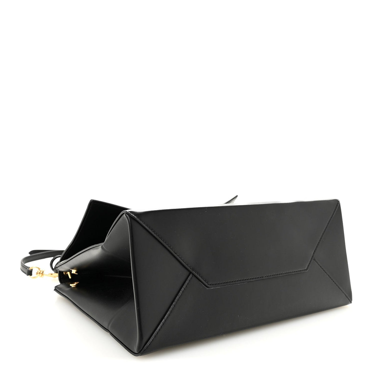 Natural Smooth Calfskin Medium Nano Top Handle Handbag Black